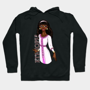 Black is Beautiful - Ethiopia Melanin Girl in traditional outfit Hoodie